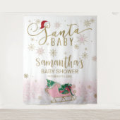 Santa Baby kerstmeisje Baby shower achtergrond Wandkleed (Voorkant)