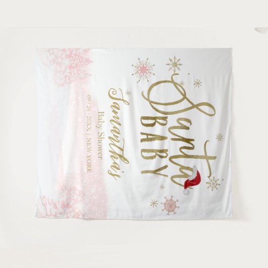 Santa Baby kerstmeisje Baby shower achtergrond Wandkleed (Voorkant (horizontaal))
