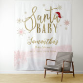 Santa Baby kerstmeisje Baby shower achtergrond Wandkleed (In situ)