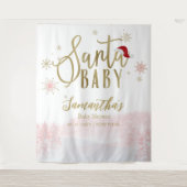 Santa Baby kerstmeisje Baby shower achtergrond Wandkleed (Voorkant)