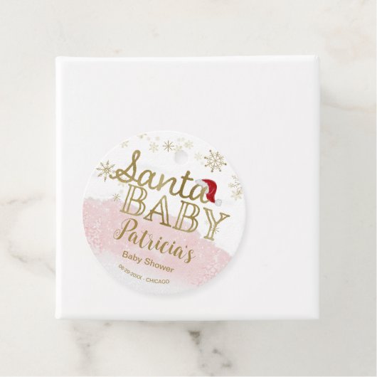 Santa Baby Kerstmeisje Baby shower Bedankjes Labels (In situ)