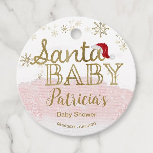 Santa Baby Kerstmeisje Baby shower Bedankjes Labels (Voorkant)