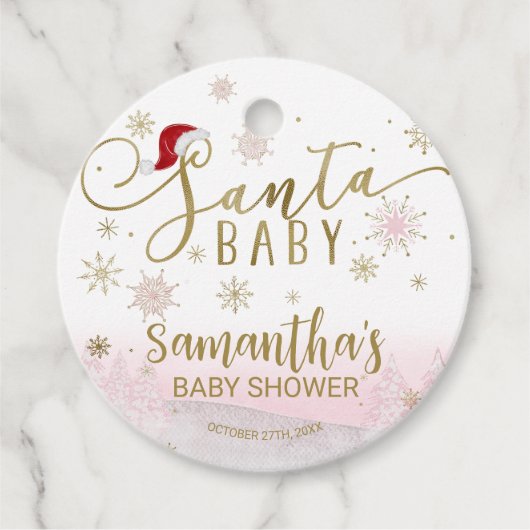 Santa Baby Kerstmeisje Baby shower Bedankjes Labels (Voorkant)