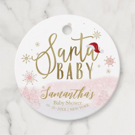 Santa Baby Kerstmeisje Baby shower Bedankjes Labels (Voorkant)