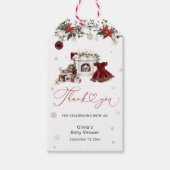 Santa Baby Kerstmeisje Baby shower Dank je wel Cadeaulabel (Voorkant)