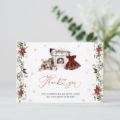 Santa Baby Kerstmeisje Baby shower Dank je wel Kaart (Staand voorkant)