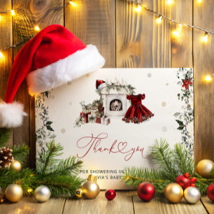 Santa Baby Kerstmeisje Baby shower Dank je wel Kaart