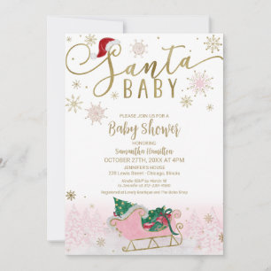 Santa Baby Kerstmeisje Baby shower Kaart