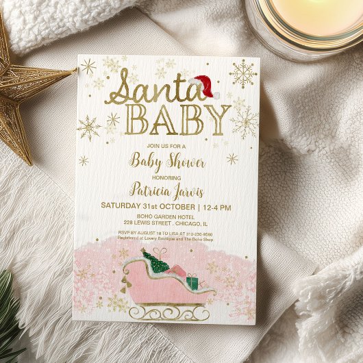 Santa Baby Kerstmeisje Baby shower Kaart