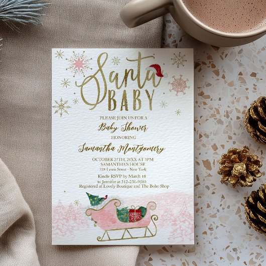 Santa Baby Kerstmeisje Baby shower Kaart