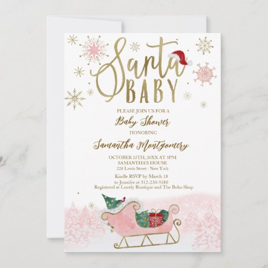 Santa Baby Kerstmeisje Baby shower Kaart (Voorkant)