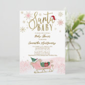 Santa Baby Kerstmeisje Baby shower Kaart (Staand voorkant)