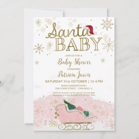 Santa Baby Kerstmeisje Baby shower Kaart (Voorkant)