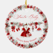 Santa Baby Kerstmeisje Baby shower Keramisch Ornament (Achterkant)