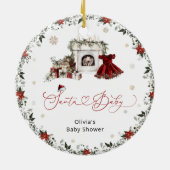 Santa Baby Kerstmeisje Baby shower Keramisch Ornament (Achterkant)