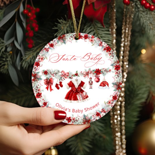 Santa Baby Kerstmeisje Baby shower Keramisch Ornament