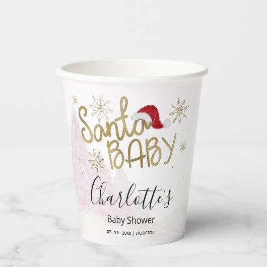 Santa Baby Kerstmeisje Baby shower Papieren Bekers (Voorkant)
