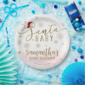 Santa Baby Kerstmeisje Baby shower Papieren Bordje (Feest)