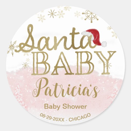 Santa Baby Kerstmeisje Baby shower Ronde Sticker (Voorkant)