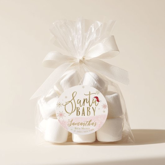 Santa Baby Kerstmeisje Baby shower Ronde Sticker