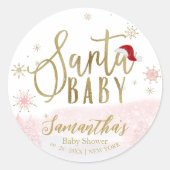 Santa Baby Kerstmeisje Baby shower Ronde Sticker (Voorkant)