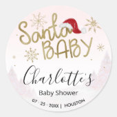 Santa Baby Kerstmeisje Baby shower Ronde Sticker (Voorkant)