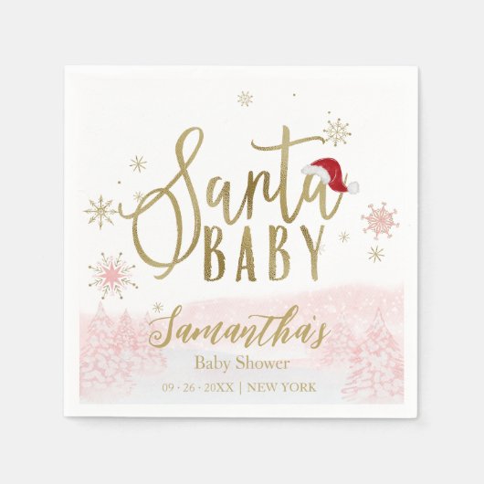 Santa Baby Kerstmeisje Baby shower Servet (Voorkant)