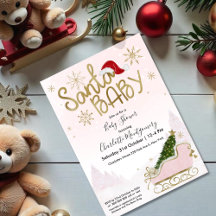 Santa Baby Kerstmeisje Baby shower Uitnodiging