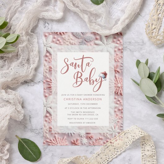 Santa Baby Kerstmeisje Baby shower Uitnodiging