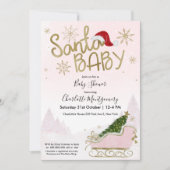 Santa Baby Kerstmeisje Baby shower Uitnodiging (Voorkant)