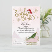 Santa Baby Kerstmeisje Baby shower Uitnodiging (Staand voorkant)