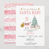 Santa Baby, Kerstmis Baby Meisje Douche Kaart (Voorkant / Achterkant)