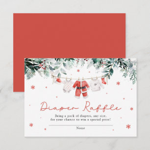 Santa Baby Kerstmis Baby shower Diaper Raffle Informatiekaartje