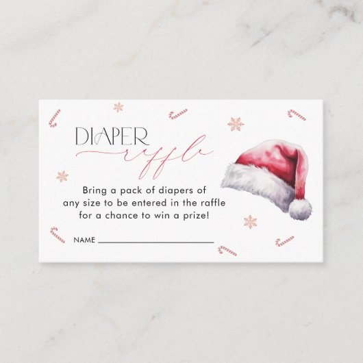 Santa Baby Kerstmis Baby shower Diaper Raffle Informatiekaartje (Voorkant)