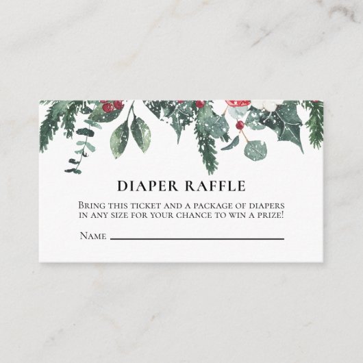 Santa Baby Kerstmis Baby shower Diaper Raffle Informatiekaartje (Voorkant)