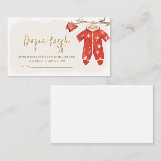 Santa Baby Kerstmis Baby shower Diaper Raffle Informatiekaartje (Voorkant / Achterkant)