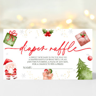 Santa Baby Kerstmis Baby shower Diaper Raffle Informatiekaartje