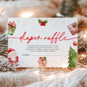 Santa Baby Kerstmis Baby shower Diaper Raffle Informatiekaartje