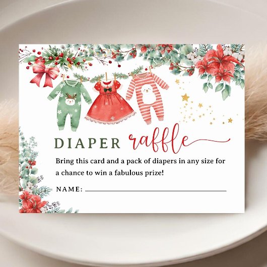 Santa Baby Kerstmis Baby shower Diaper Raffle Informatiekaartje