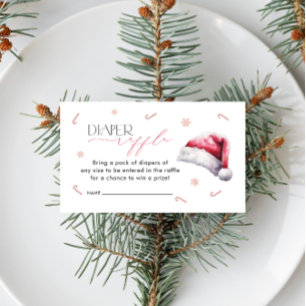 Santa Baby Kerstmis Baby shower Diaper Raffle Informatiekaartje