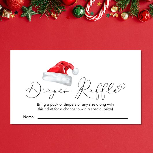Santa Baby Kerstmis Baby shower Diaper Raffle Informatiekaartje