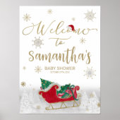 Santa Baby Kerstmis Baby shower Welkomstteken Poster (Voorkant)
