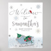 Santa Baby Kerstmis Baby shower Welkomstteken Poster (Voorkant)