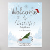 Santa Baby Kerstmis Baby shower Welkomstteken Poster (Voorkant)