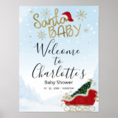 Santa Baby Kerstmis Baby shower Welkomstteken Poster (Voorkant)