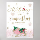 Santa Baby Kerstmis Baby shower Welkomstteken Poster (Voorkant)