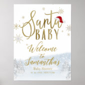 Santa Baby Kerstmis Baby shower Welkomstteken Poster (Voorkant)