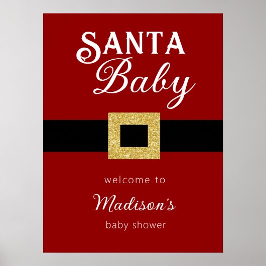 Santa Baby Kerstmis Baby shower Welkomstteken Poster (Voorkant)
