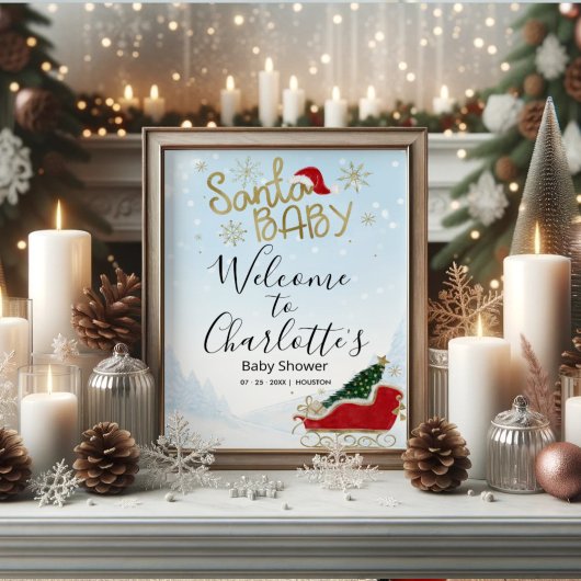 Santa Baby Kerstmis Baby shower Welkomstteken Poster