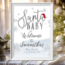Santa Baby Kerstmis Baby shower Welkomstteken Poster